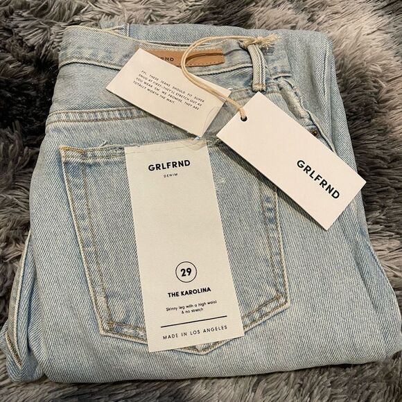 NWT! GRLFRND Karolina High-rise Button Fly Distressed Skinny Long Jean In Jaggar - Picture 4 of 10